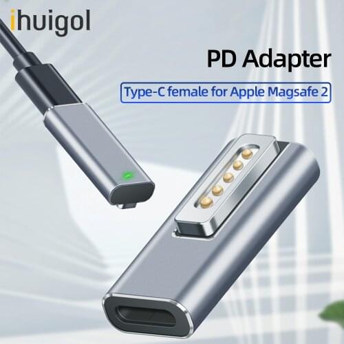 Ihuigol Magnetic USB PD Adapter Type C Female Connector For Apple Magsafe 2 MacBook pro Samsung 60W Quick Charge Type-C Device