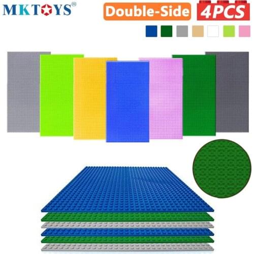 MKTOYS 4PCS Kit Legos Base Plates Double Side 32*32 DOTs Classic Blocks Bricks Baseplate 10x10inch 25x25cm Building Block Plate