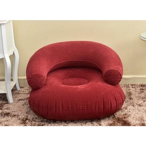 Fashion flocking pvc inflatable beanbag single sofa, family home accessory, armchair air bean bag chair