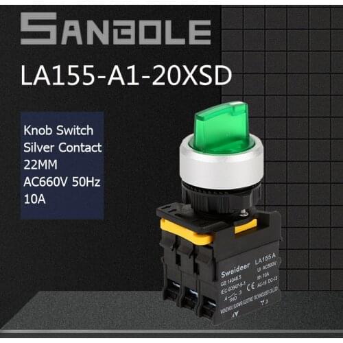 Momentary Reset 2/3 Positions Light Lamp Rotary Knob Rotating Switch Electrical Silver Contact Push Button 22mm 10A 2P/3P