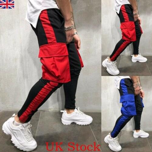 Men Tracksuit Bottoms Slim Fit Tracksuit Bottoms Skinny Joggers Sweat Track Pants UK Fit Hip hop Pants Cargo Combat Trousers