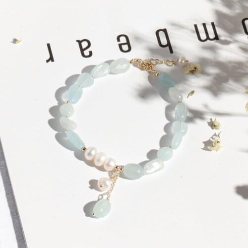Irregular Natural Jade Beads Bracelet Bangle for Women Jewelry Gemstone Agate Pearl Pendant Bracelet Handmade Strand Gift YBR242