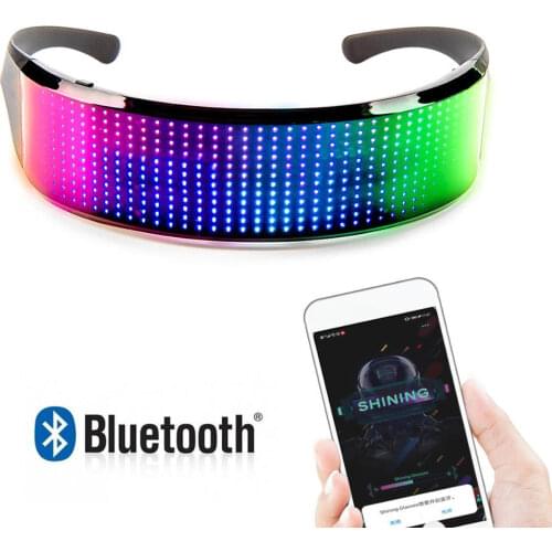 Bluetooth programmable text animation USB charging LED display glasses DJ holiday party birthday childrens toys novelty gifts