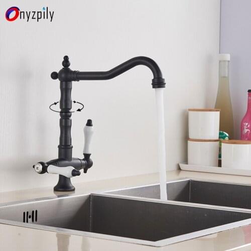 Onyzpily Black Kitchen Faucets With 10inch Cover Pull Out 360 Degree Single Handle Single Hole Mixer Tap Hot Cold Water