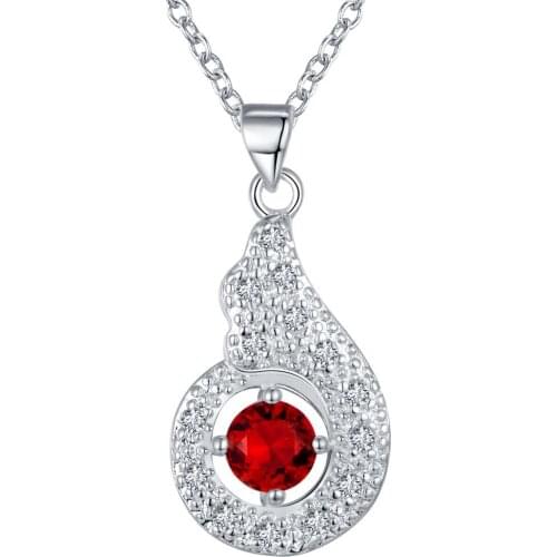 Wholesale Silver Plated Charm Jewelrys Necklace,free Shipping Fashion Fashion Jewelry Pendant Calabash Inlaid Red Stone AN824