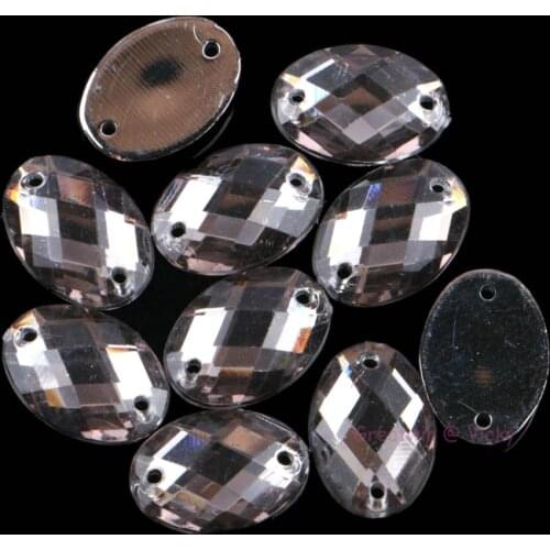 Oval Shape Sew On Rhinestones Gray Color Ellipse Crystals 2 Holes Acrylic Crystals DIY Garment Beads Stones 10x14mm / 13x18mm