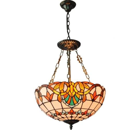 Baroque Tiffany Style Inverted Pendant Light Fixture Tiffanylampe Retro Stained Glass Shade Lamp Bar Cafe Restaurant Decor PL776