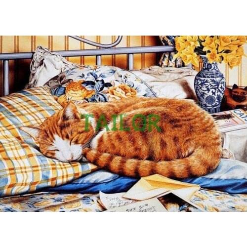 Full square Home Decor Gift Cuadros 5D diamond painting haft diamentowy kit set Cross stitch animal cat 3D Mosaic art colours 55
