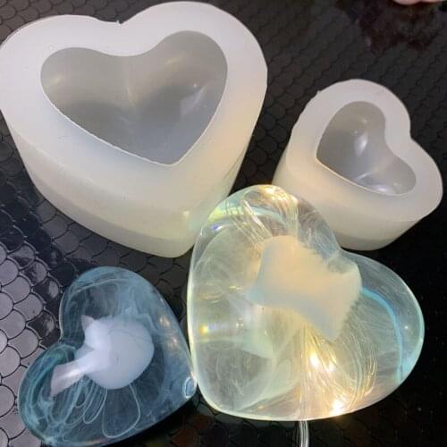 Diy crystal epoxy mold jewelry love bright mirror size peach heart plaster aromatherapy handmade soft pottery ornaments