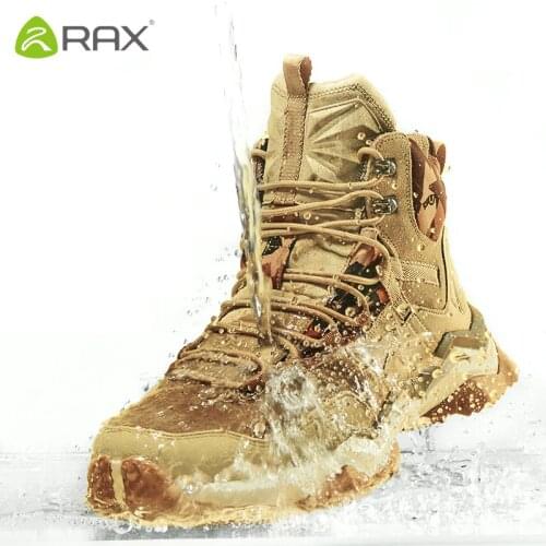 RAX Mens Waterproof Hiking Shoes Genuine Leather Mountain Hiking Boots Men Breathable Trekking Shoes Outdoor Man Climbing Shoes
