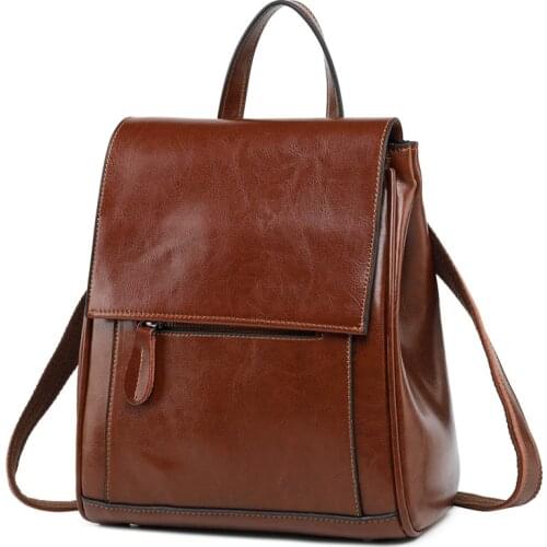 Fashion Genuine Leather Backpack Women high quality Travel Leather Backpack Designer Rucksack Women Back Pack Female Ladies Bag