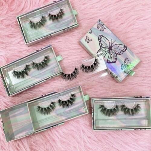 Print logo 25mm false eyelash packaging box Holographic butterfly 3d mink eyelashes boxes print logo magnetic case lashes empty