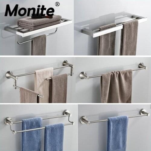 Bar Hanger 6 style Shelf Wall Mounted Bathroom supplies Towel Rail Holder Nickel Brushed Bathroom Folding Storage Rack Shelf