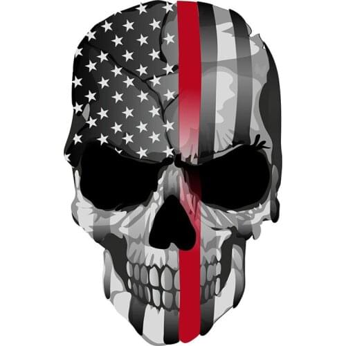 13cm Personality Punisher Skull Thin Red Line USA Vinyl Decal 3D Car Stickers Rear Windshield Car Styling PVC Decal