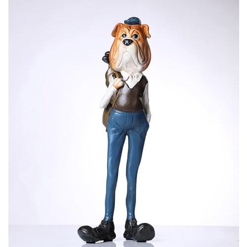 Vintage Sausage Dog Golf Player Statue Bulldog Linksman Sculpture Decoration Art and Craft Ornament