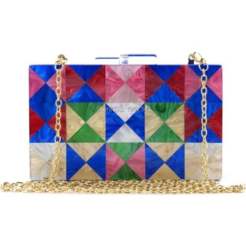 OC4123 Wholesale high qulaity women evening bag multi color handmade party acrylic evening bag