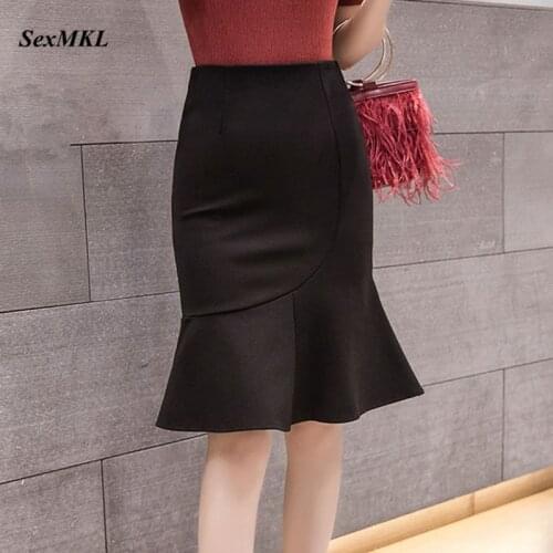 SEXMKL Faldas Mujer Moda 2020 Women High Waist Black Skirt Korean Sexy Streetwear Red Winter Pencil Skirt Jupe Femme Plus Size