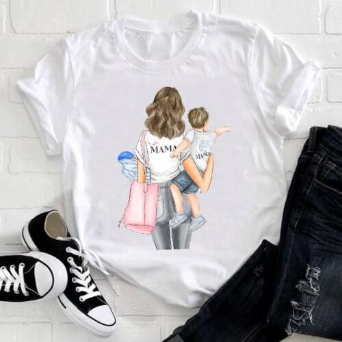 Women Cartoon Short Sleeve Cute Girl Daughter 90s Mom Mama Mother Clothes Ladies Graphic Print Tee Top Tshirt Female T-shirt