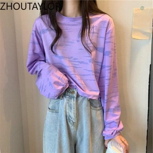 ZHOUTAYLOR Sweatshirt Women Office Lady O-Neck Hoodies Femme Full Sleeve Pullovers Loose Autumn New Print Tops Female S0678