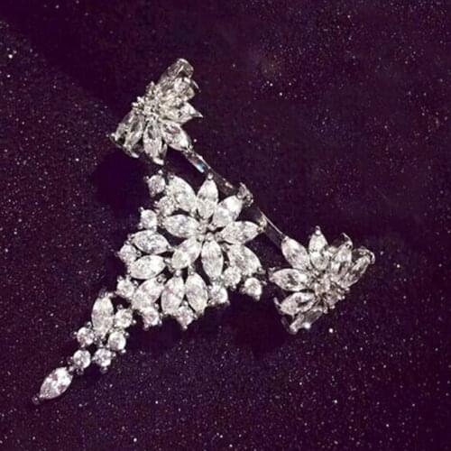 Luxury brand design Bijoux full rhinestone feather finger ring Adjustable Open Rings Women Wedding Jewelry Party Gifts