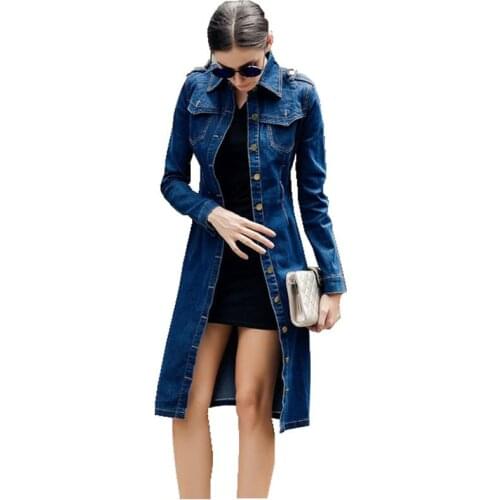 Plus size Women Spring Cotton Slim Denim Dress Long Sleeve Vintage Casual midi pencil Dress With Belt