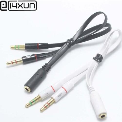 1pcs 3.5mm 3Pole Male plug to Female jack 3.5 Audio Connector with Cable 2 in 1 Stereo Headset Dual Track Headphone