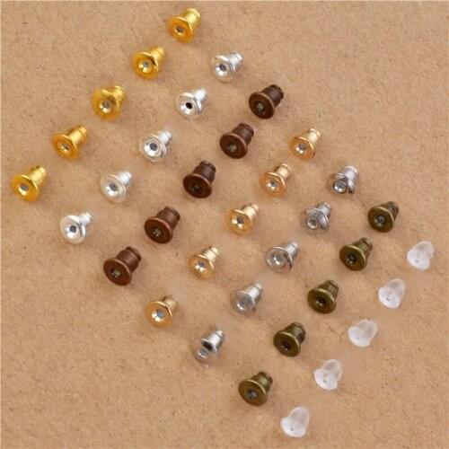 100pcs/lot Six Colors Alloy Earring Backs Bullet Stoppers Earnuts Earring Back Plugging Blocked Back DIY Jewelry Making Accesso