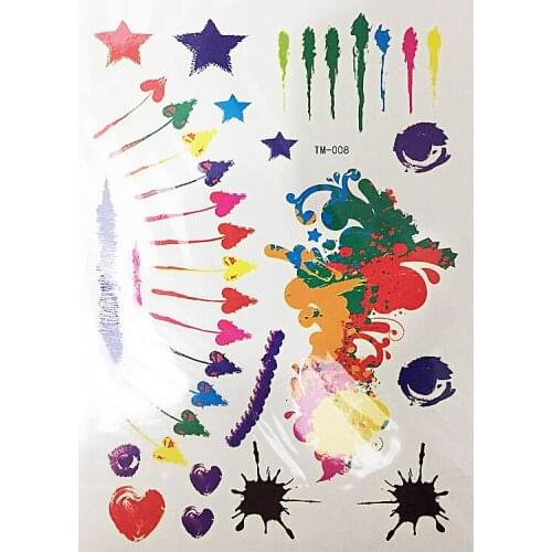 1x DIY Body Art Temporary Tattoo Colorful Arrow doodle Watercolor Painting Drawing Decal Waterproof Tattoos Sticker