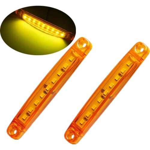 2PCS 24V Truck Lamp Yellow Lens Amber Truck Side Marker Clearance Light strip 9SMD LED