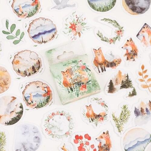 20Pack Wholesale Mini Box stickers yourself Misty Forest Animal Sticker DIY Paper Decoration Diary Scrapbooking stationary 4CM