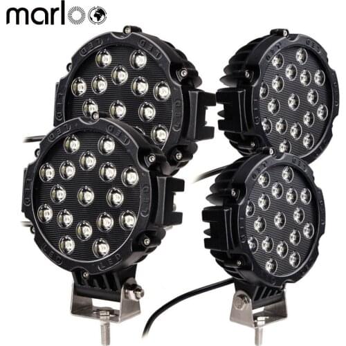 4pcs Black Yellow Red 51W 7" Spot LED Light Work Light Off Road Driving Fog Lights Off-road Truck Car ATV SUV 12V 24V