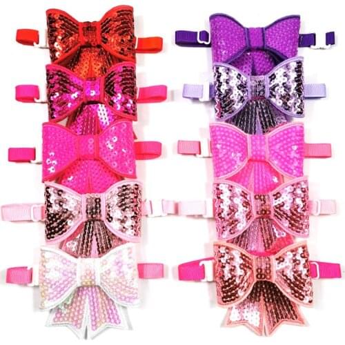 50/100pcs Valentines Day Sequins Pet Dog Bow Tie Adjustable Pet Collar Dog Necktie for Small Medium Dog Grooming Pet Acessories