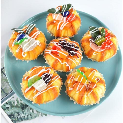 6pcs Simulation Cake Food Lifelike Donut Fruit Small Bread Bakery Home Decoration Window Display Party Photography Props