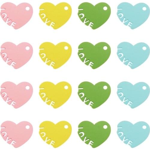 Julie Wang 8PCS Enamel Heart Shape Charms Alloy Hollow "Love" Pendants Bracelet Jewelry Making Accessory