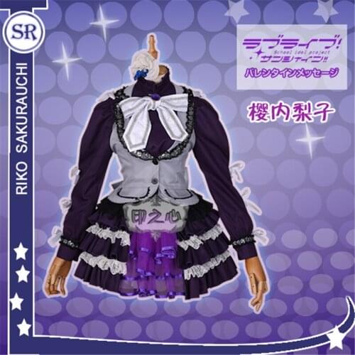 Anime Guilty Kiss Lovelive Sunshine Sakurauchi Riko Rock and Roll Costume Cosplay Costume Lovely Maid Outfit Lolita Dress H