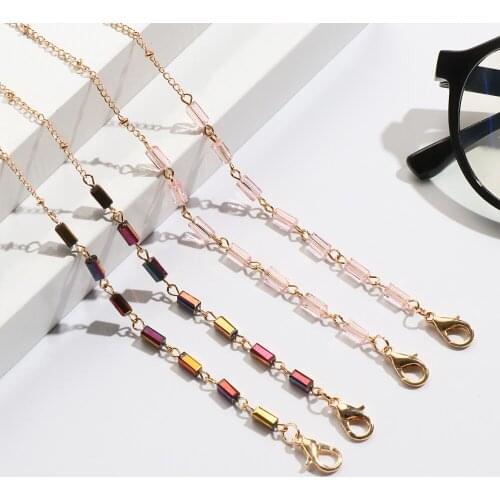 1PCBeaded Glasses Chain Metal Face Cover Lanyards Crystal Eyeglasses Strap Cord Holder Sunglasses Neck Straps Accessories