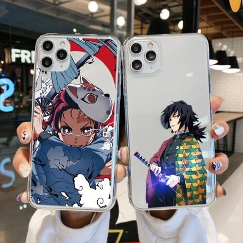 Demon Slayer Case For iPhone 11 12 Pro Max 6s 7 8 Plus X XR XS Max Phone Case Japan Anime Kimetsu no Yaiba TPU Cover Clear Coque
