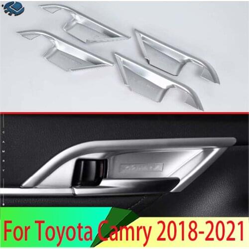 For Toyota Camry 2018 2019 Car Decoration ABS Chrome Matte Inner Door Handle Cover Catch Bowl Trim Insert Bezel Frame Garnish