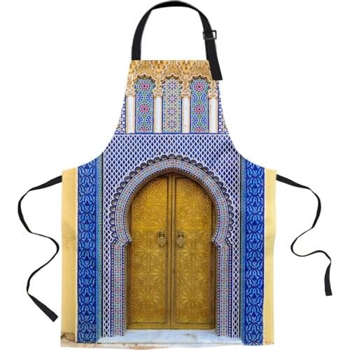 Palace Gate Moroccan Door Aprons for Women Men Kid Cooking Baking Apron Kitchen Utility Equipment Accessories