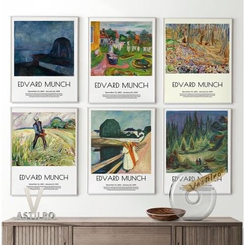 Edvard Munch Vintage Sketch Landscape Print Poster Gallery Exhibition Wall Art Canvas Painting Home Decor Living Room Picture