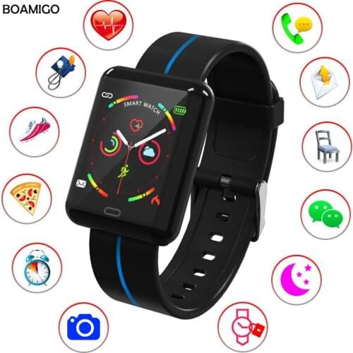 BOAMIGO Fitness Tracker Smart watch men women Continuous Heart rate blood pressure sport wrist band bracelet for Android IOS