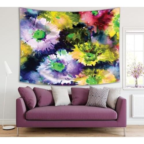 Tapestry Flowers Bouquet Exotic Tropical Nature Floral Painting in Bright 8colors Yellow Purple Red