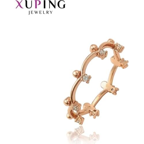Xuping Nature for Women Trregular Round Rings Jewelry Valentines Day Gifts Rose Gold Color Plated Eight Size Ring 15705