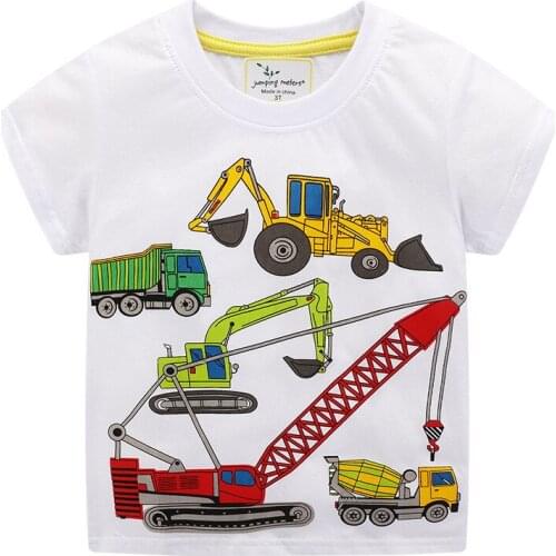 Summer Boys T shirts with Cartoon Excavator Print Baby Cotton Tees Fashion Childrens Clothes Toddler Boys Tops