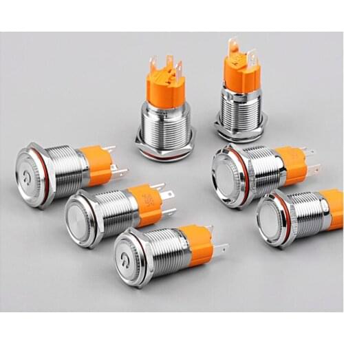 19mm metal button switch 250V 10A ring light power supply sign Self locking/self reset button for car medical