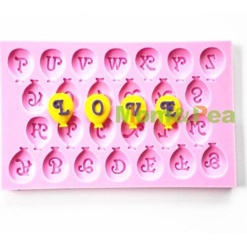 Mom&Pea 0760 Free Shipping Balloon Letters Shaped Silicone Mold Cake Decoration Fondant Cake 3D Mold Food Grade