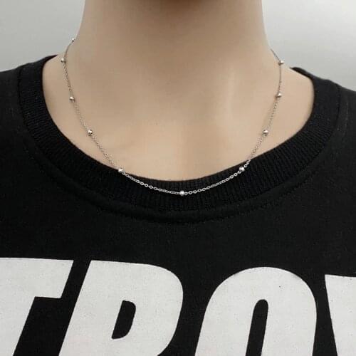 Stainless Steel Necklace Womens Bead Chain Titanium Steel Necklace Sweater Chain Clothing Accessories