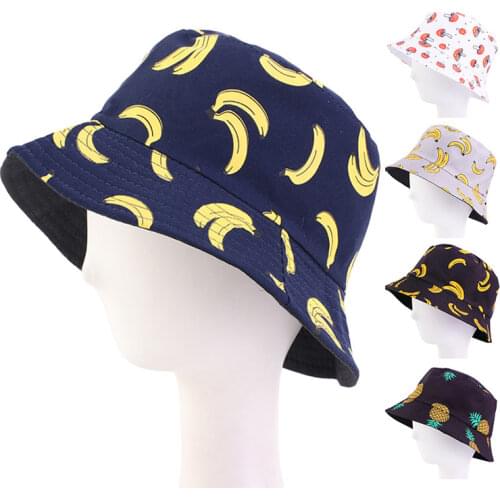 Panama Bucket Hat Men Women Summer cotton Bucket Cap Banana Print Yellow Unisex Bob Hat Hip Hop Gorros Fishing Fisherman Hat new