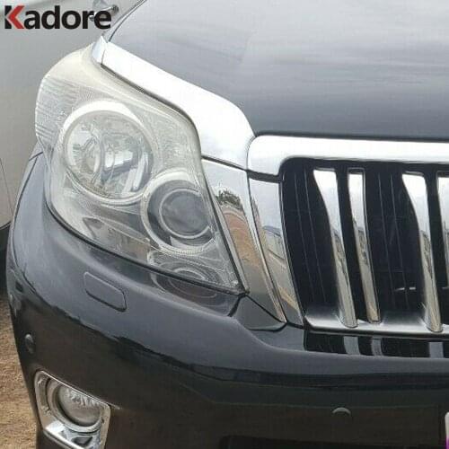 Front Headlight Eyebrow Cover Trim For Toyota Prado J 150 2010 2011 2012 Chrome Head Light Lamp Eyelid Strip Car Styling 6pcs