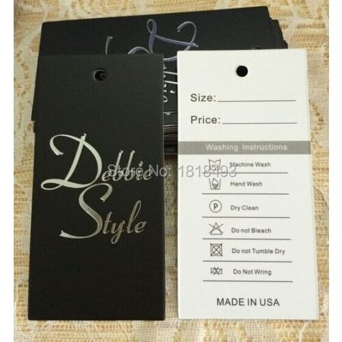 Customized silver logo stamping hang tag/clothing glossy paper swing tags/garment labels/printed tags/brand